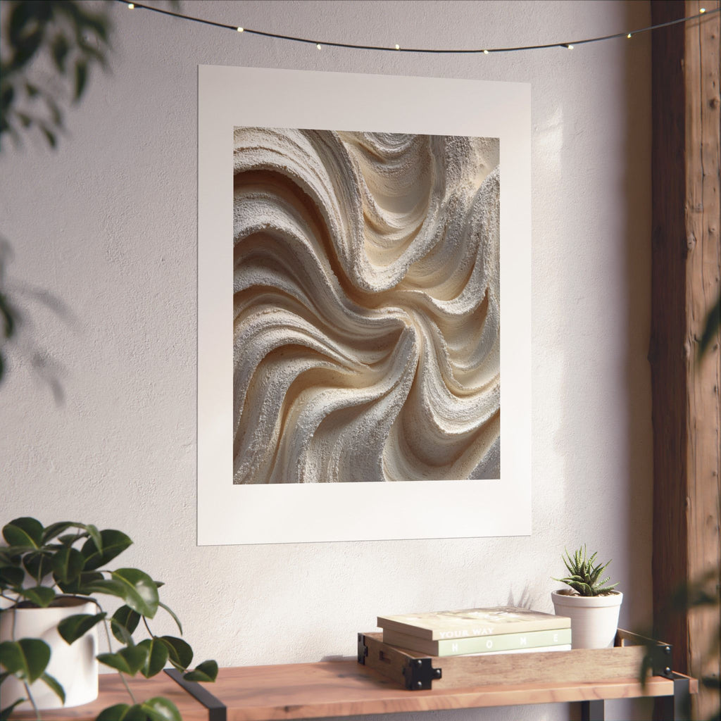 Soft Current Abstract Wall Art | Cream Organic Flow Poster | Wabi-Sabi Textured Print