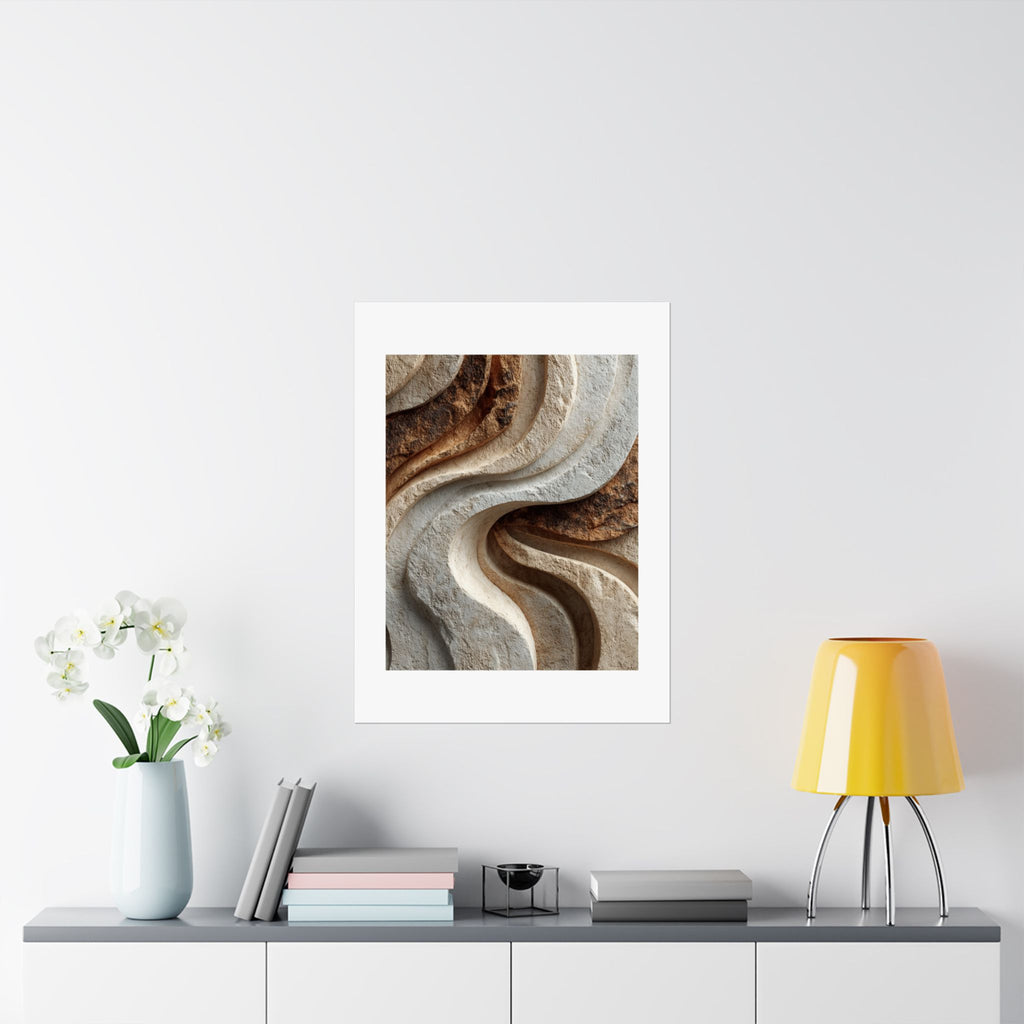 Natural Stone Abstract Wall Art | Sculptural Wabi-Sabi Poster | Organic Earth Tone Textured Print