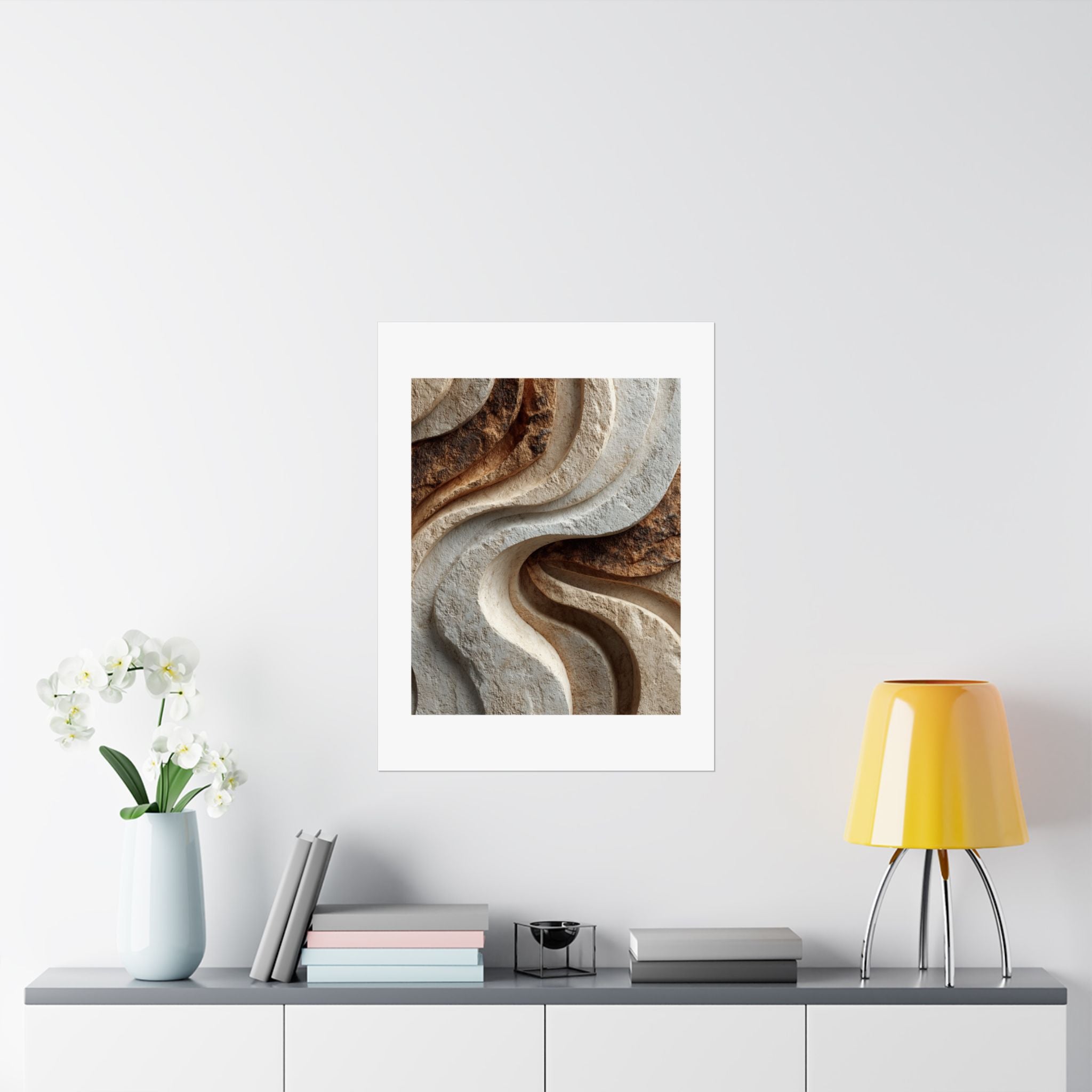 Natural Stone Abstract Wall Art | Sculptural Wabi-Sabi Poster | Organic Earth Tone Textured Print