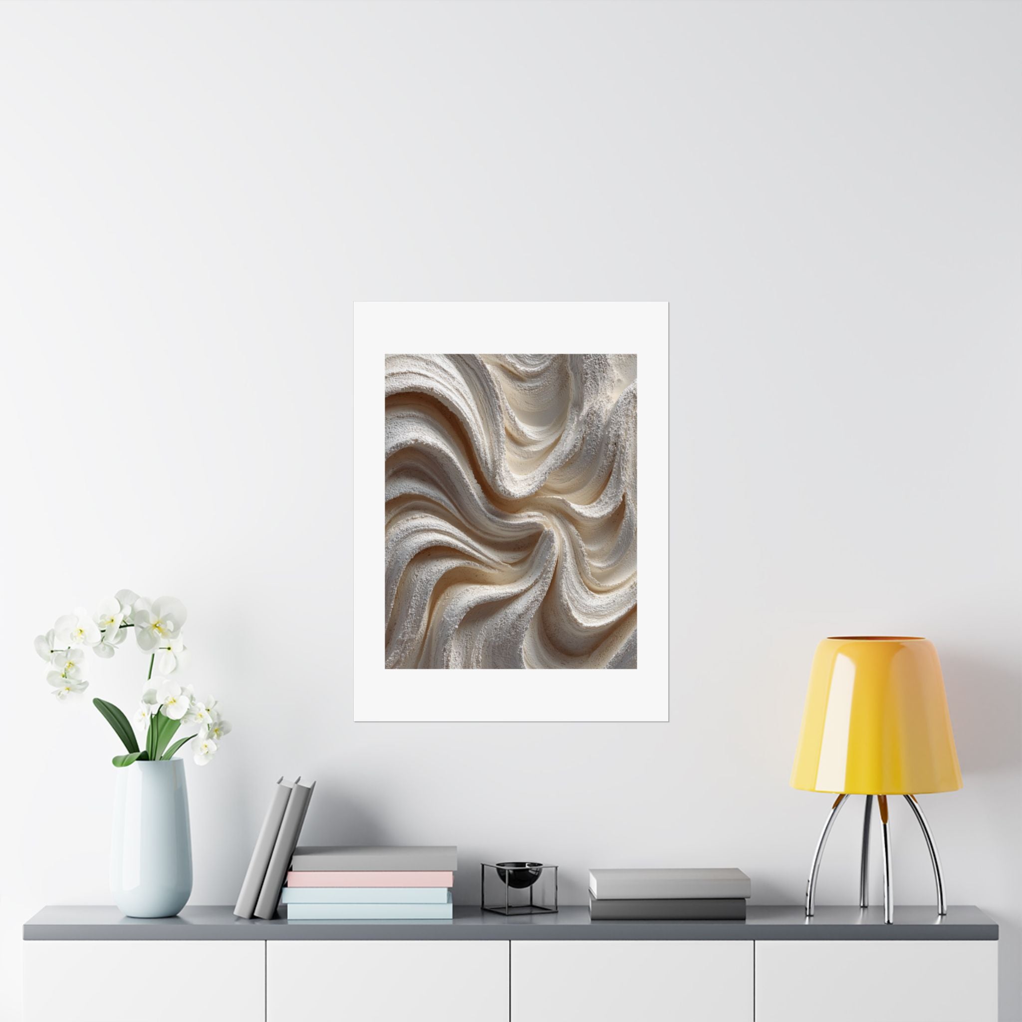Soft Current Abstract Wall Art | Cream Organic Flow Poster | Wabi-Sabi Textured Print