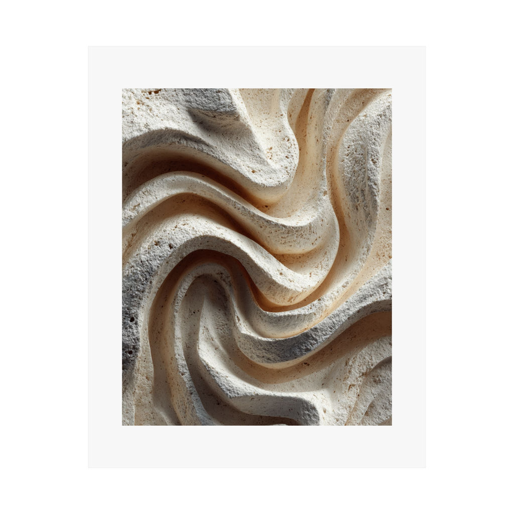 Ripple Abstract Plaster Wall Art | Organic Wabi Sabi Texture Poster | Neutral Beige Minimal Print