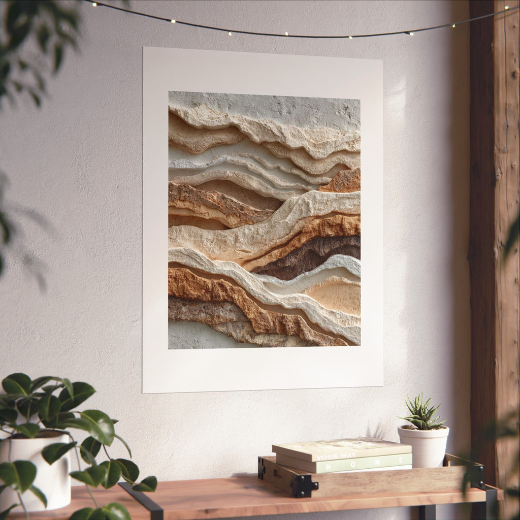 Erosion Layered Earth Wall Art | Textured Canyon Landscape Poster | Neutral Organic Modern Print