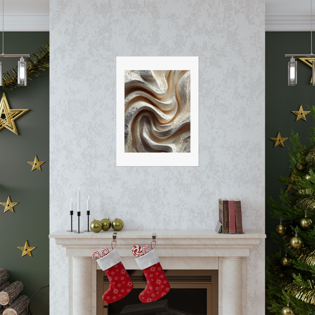 Ripple Abstract Plaster Wall Art | Organic Wabi Sabi Texture Poster | Neutral Beige Minimal Print