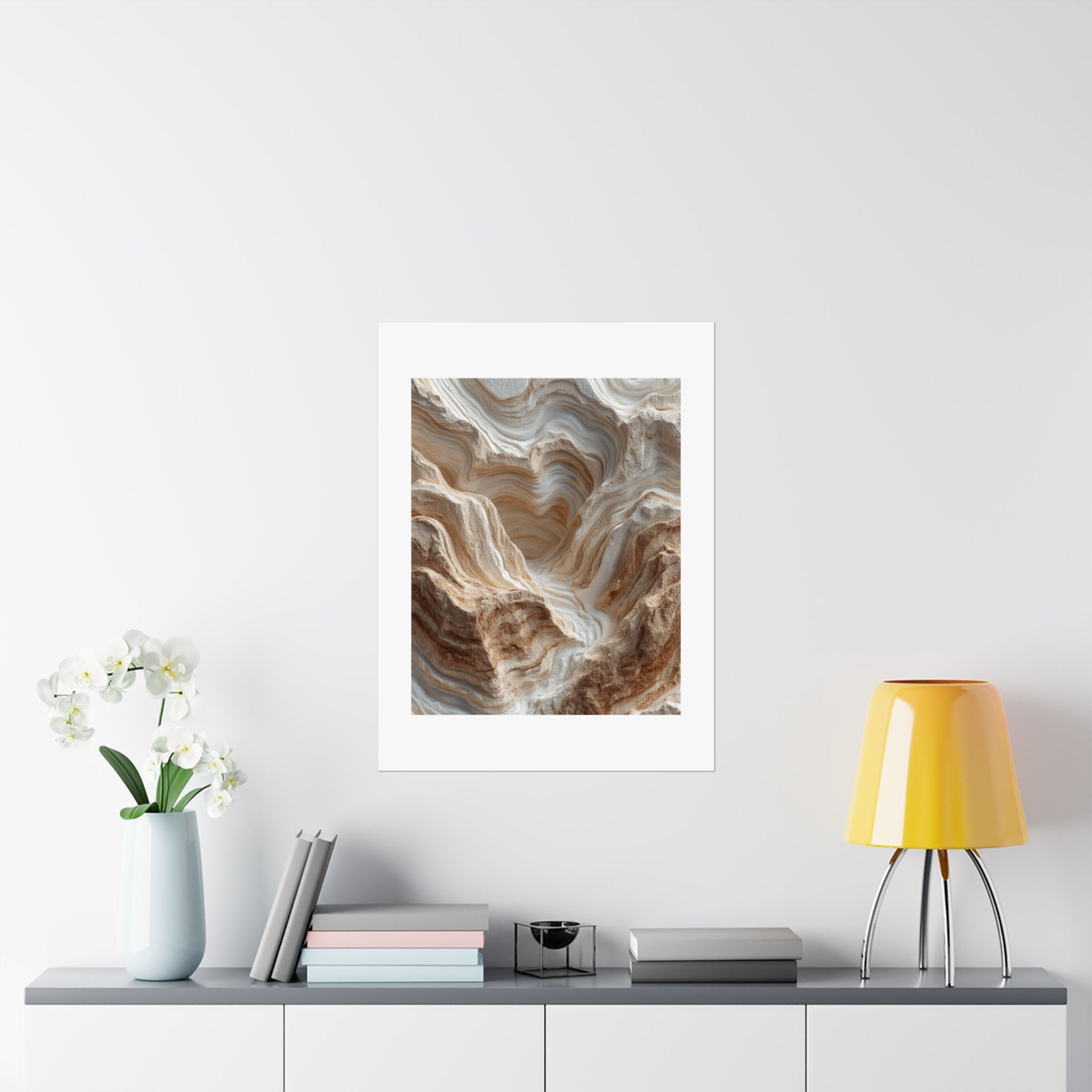 Essence Layered Canyon Wall Art | Textured Geological Landscape Poster | Neutral Organic Modern Print