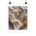 Textured abstract canyon wall art with layered ivory, sand, beige, and earthy brown sculptural forms inspired by natural geological erosion.