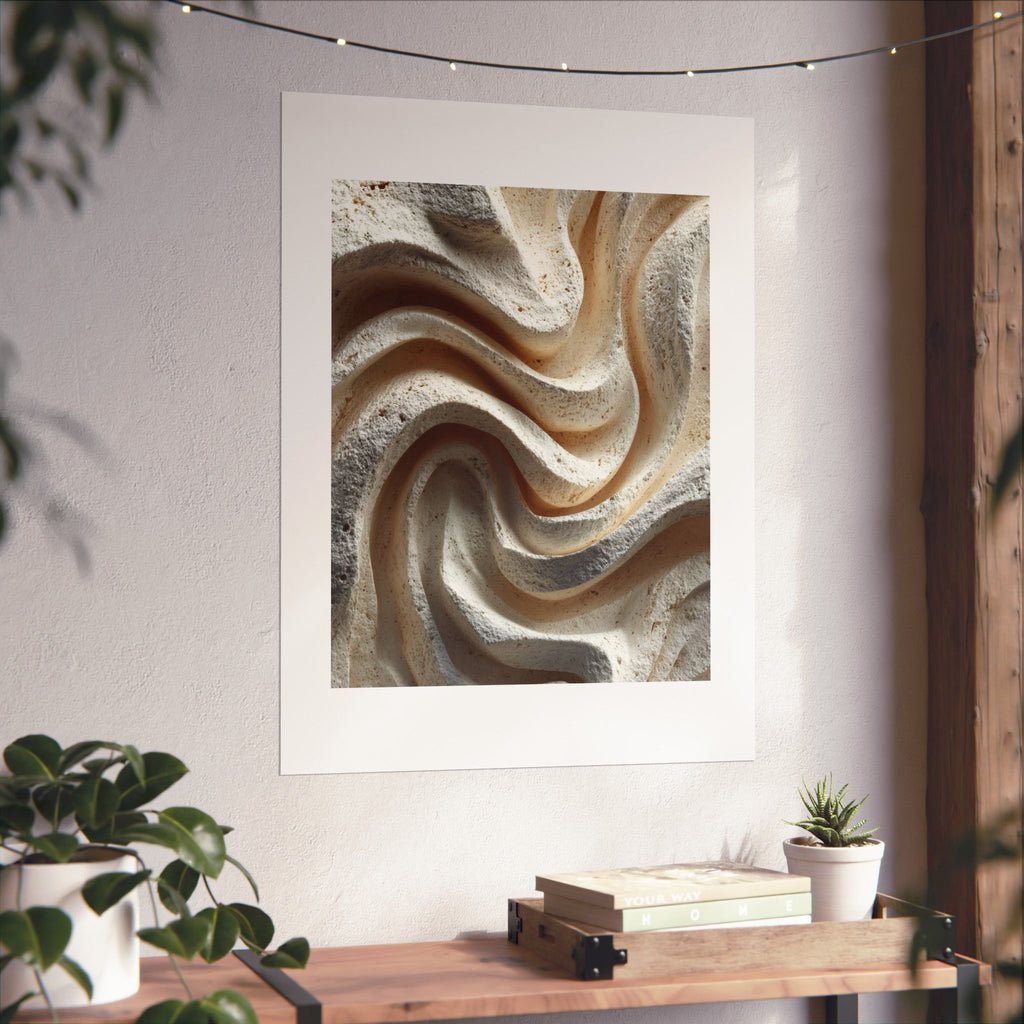 Ripple Abstract Plaster Wall Art | Organic Wabi Sabi Texture Poster | Neutral Beige Minimal Print