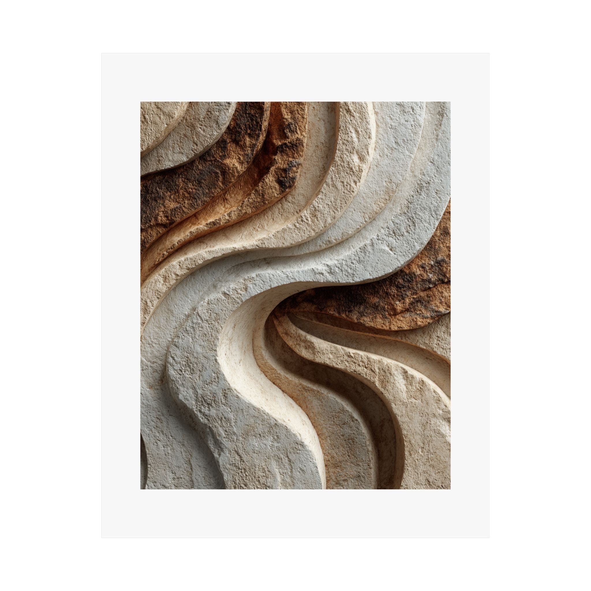 Natural Stone Abstract Wall Art | Sculptural Wabi-Sabi Poster | Organic Earth Tone Textured Print
