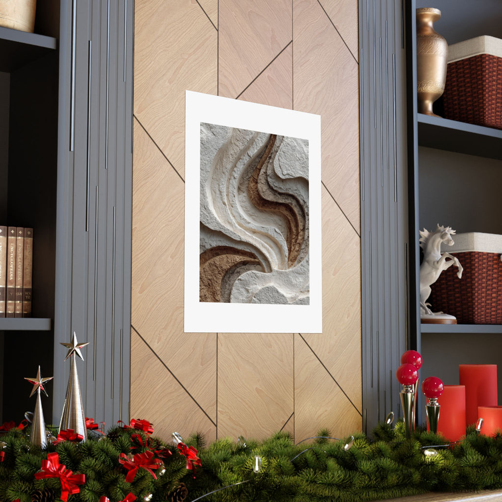 Relief Abstract Plaster Wall Art | Organic Earth Tone Texture Poster | Neutral Wabi Sabi Print
