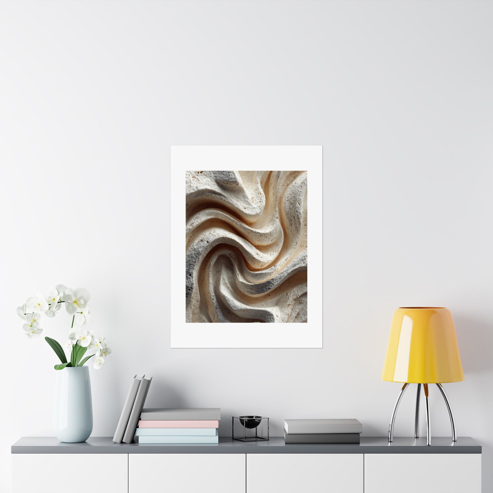 Ripple Abstract Plaster Wall Art | Organic Wabi Sabi Texture Poster | Neutral Beige Minimal Print