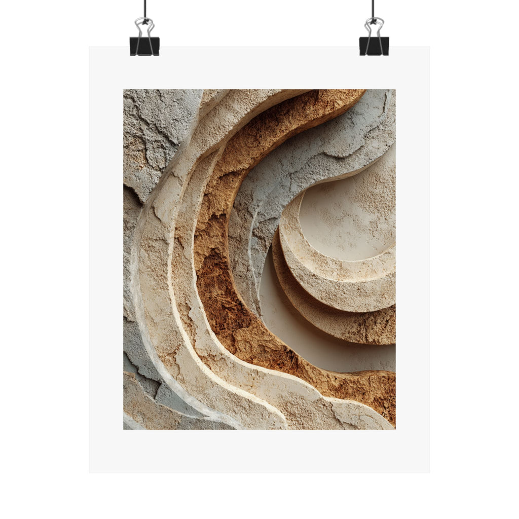 Layered limestone abstract wall art featuring sculptural geological textures in warm beige and natural earth tones for modern Wabi-Sabi interiors.