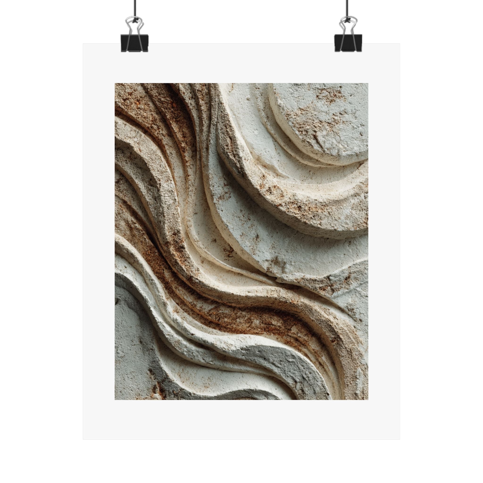 Sediment abstract plaster wall art with layered ivory sand gray and mineral brown sculptural textures