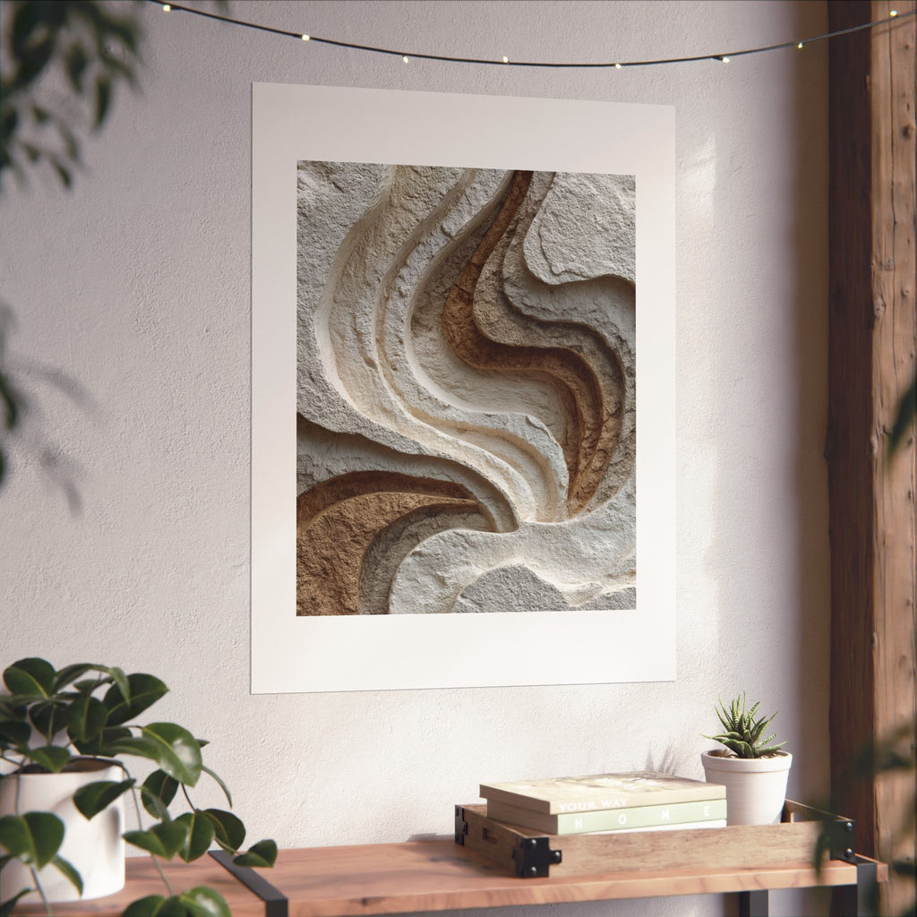 Relief Abstract Plaster Wall Art | Organic Earth Tone Texture Poster | Neutral Wabi Sabi Print