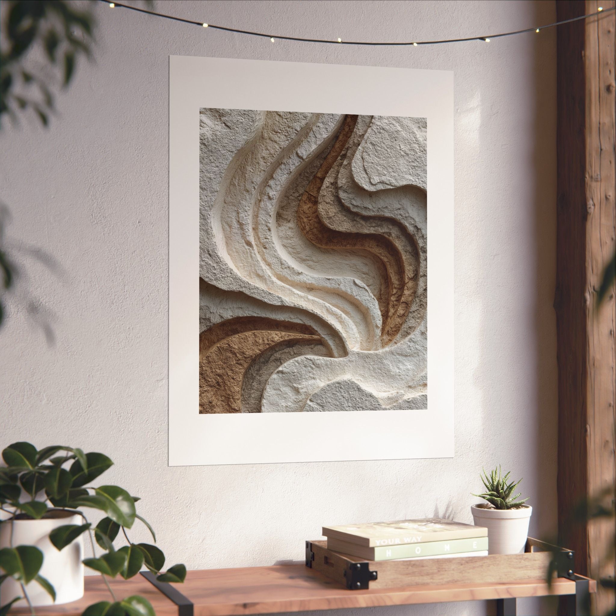 Relief Abstract Plaster Wall Art | Organic Earth Tone Texture Poster | Neutral Wabi Sabi Print
