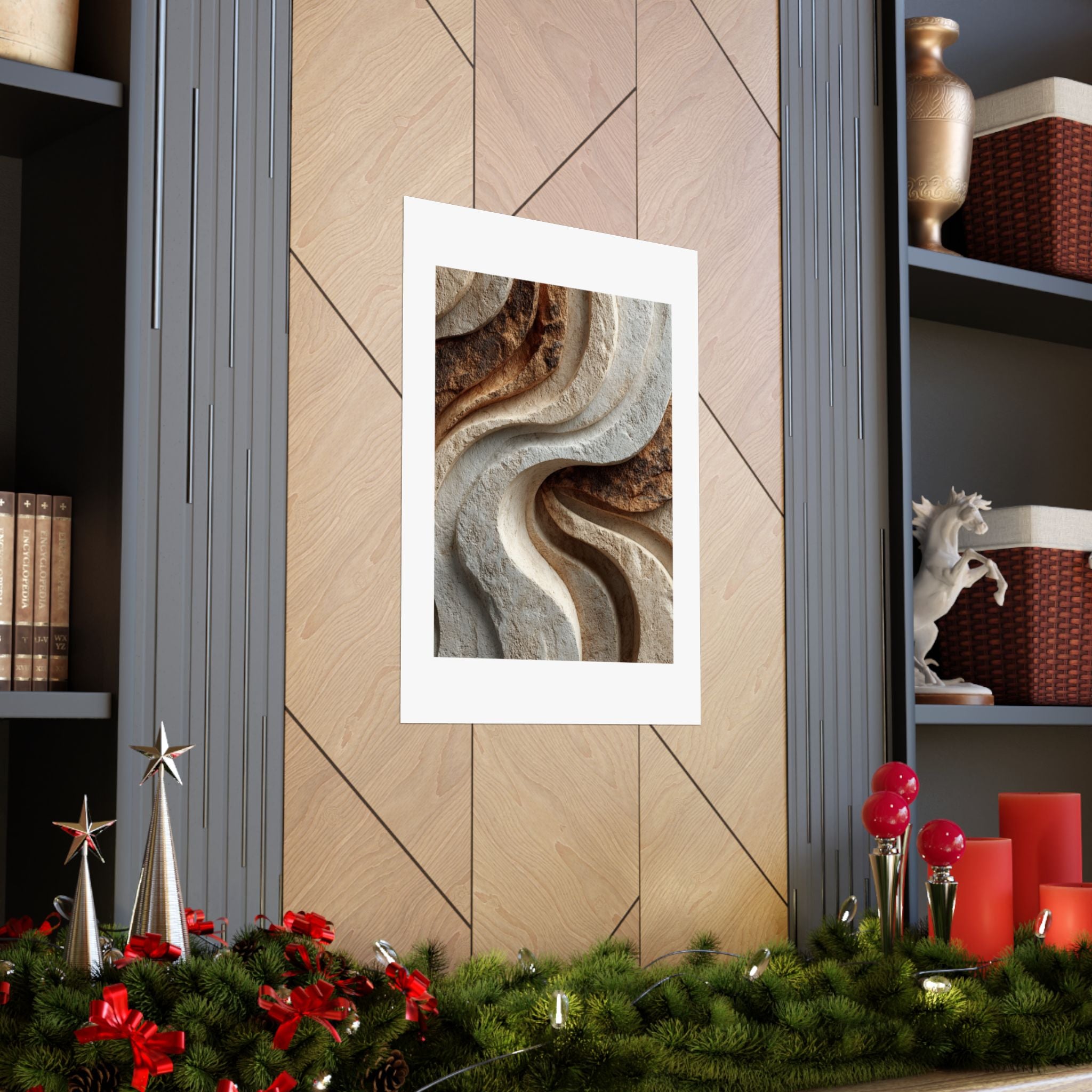 Natural Stone Abstract Wall Art | Sculptural Wabi-Sabi Poster | Organic Earth Tone Textured Print