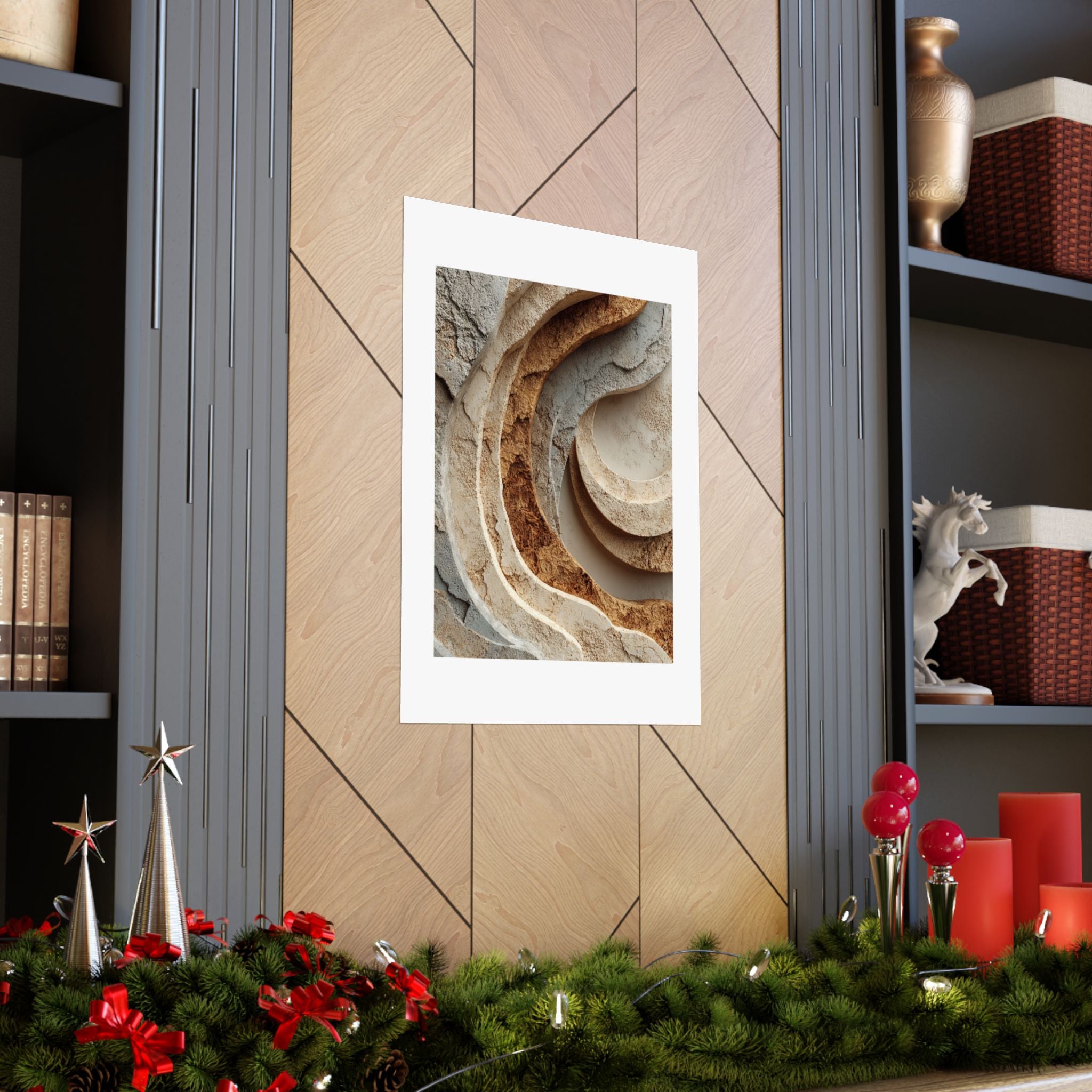 Layered Limestone Abstract Wall Art | Organic Wabi-Sabi Poster | Textured Neutral Architectural Print