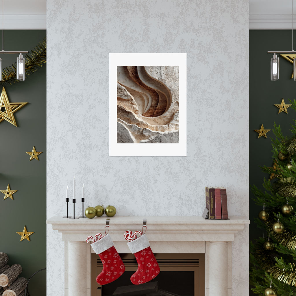 Layered Limestone Abstract Wall Art | Neutral Wabi-Sabi Poster | Sculptural Stone Print