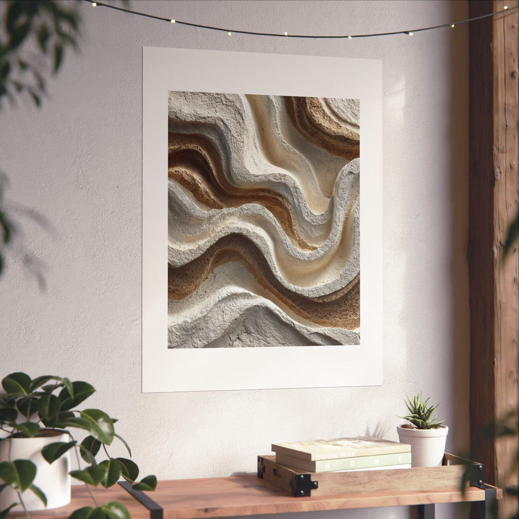 Sculpted Contour Abstract Wall Art | Neutral Organic Modern Poster | Textured Wabi-Sabi Print
