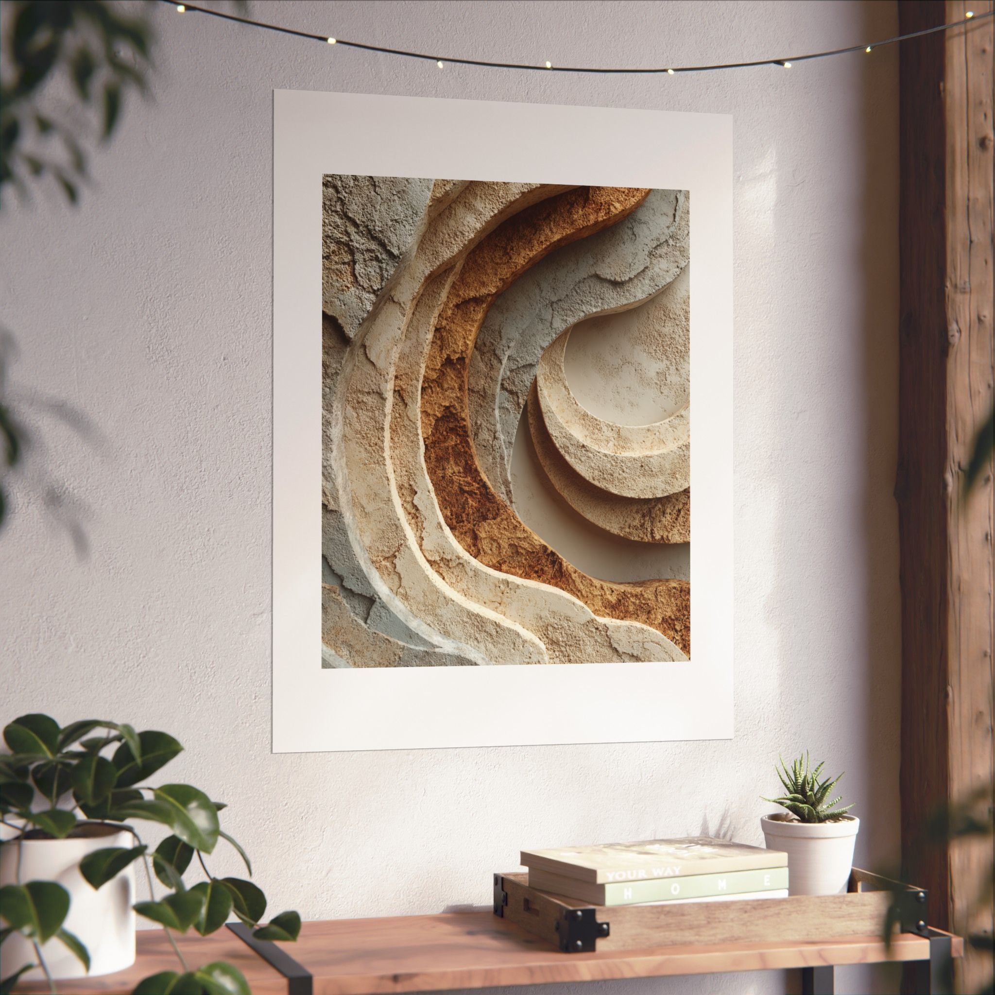 Layered Limestone Abstract Wall Art | Organic Wabi-Sabi Poster | Textured Neutral Architectural Print