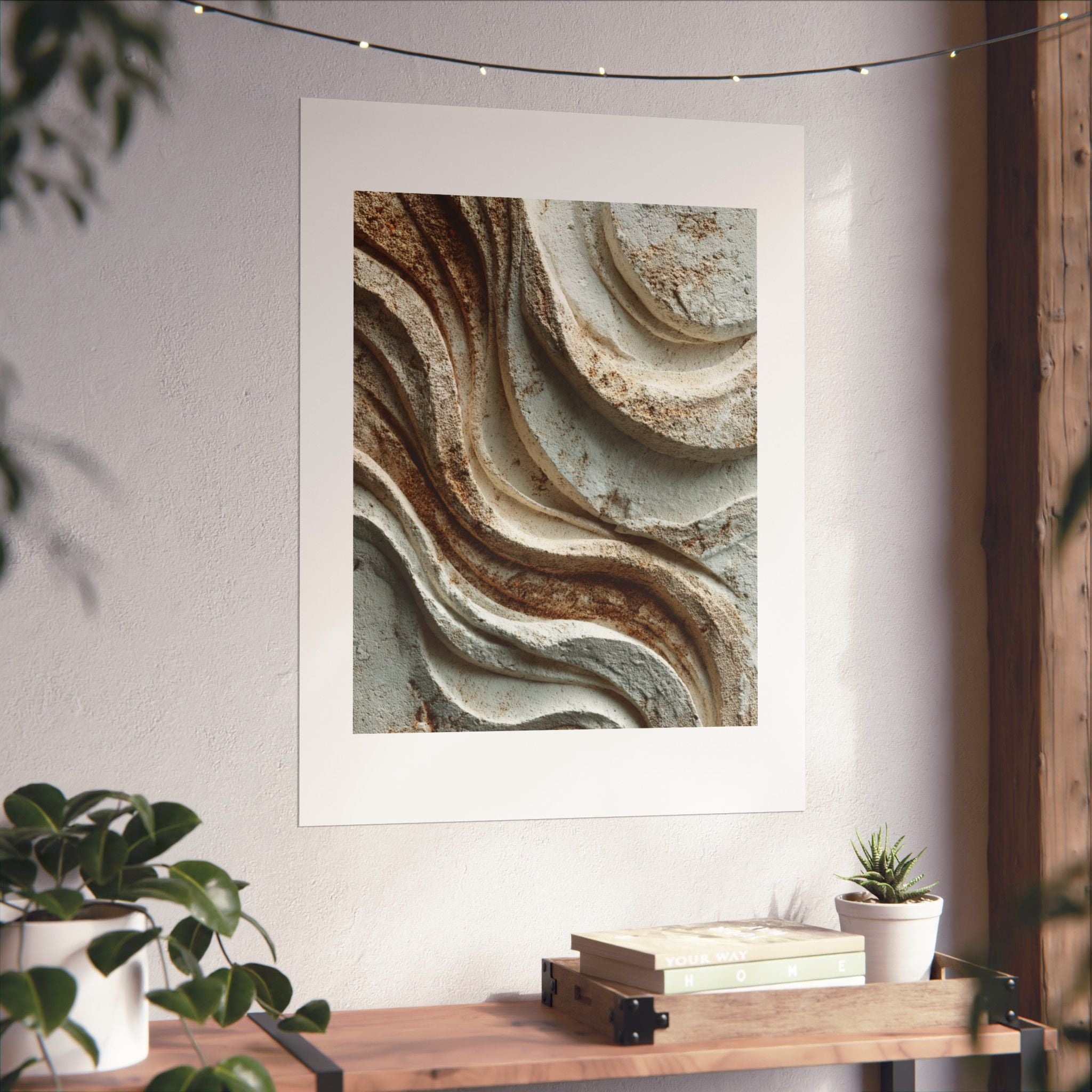 Sediment Abstract Plaster Wall Art | Organic Earth Tone Texture Poster | Neutral Wabi Sabi Print