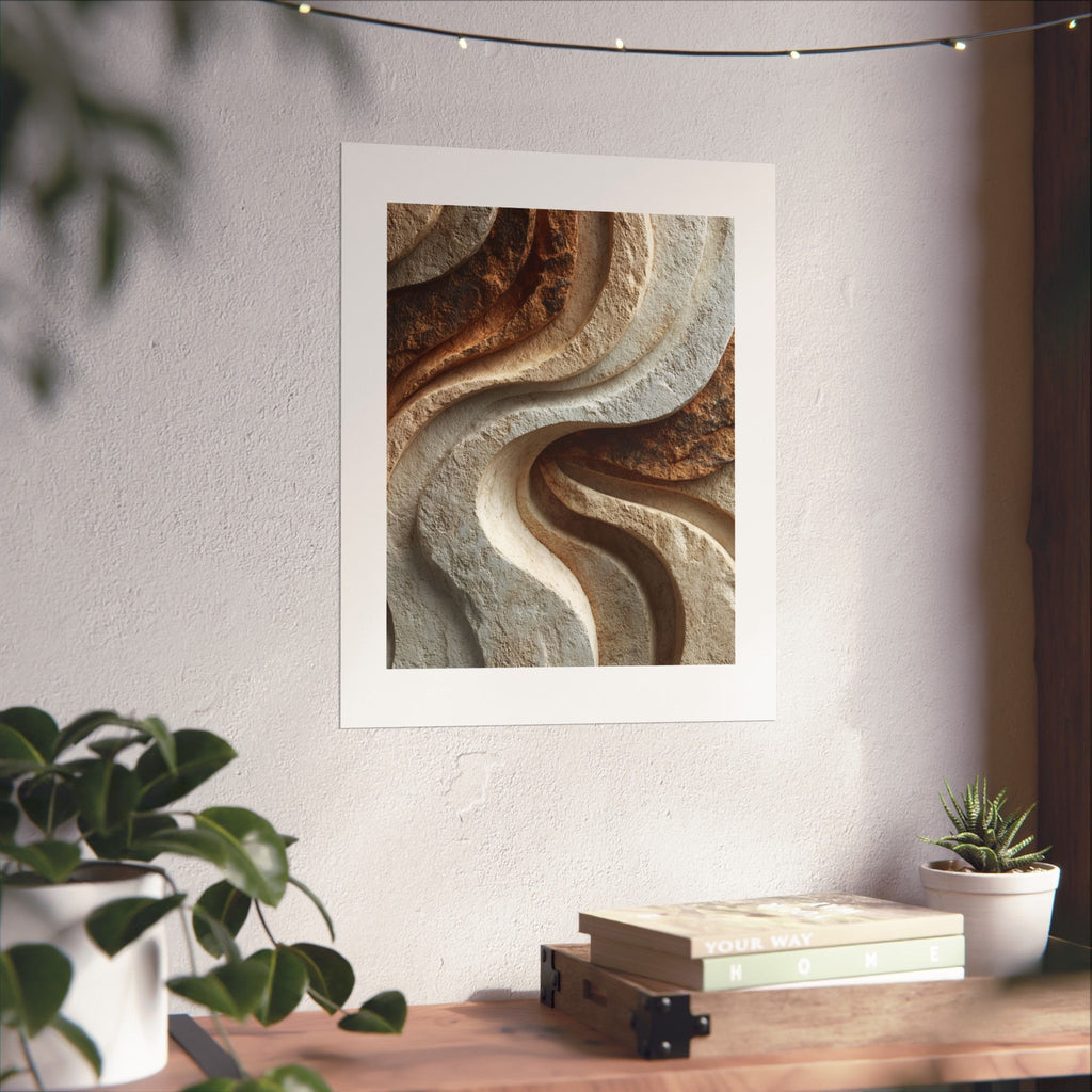 Natural Stone Abstract Wall Art | Sculptural Wabi-Sabi Poster | Organic Earth Tone Textured Print