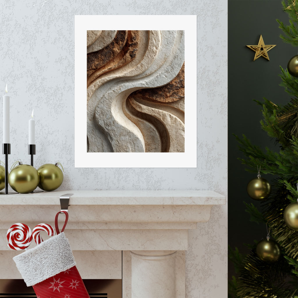 Natural Stone Abstract Wall Art | Sculptural Wabi-Sabi Poster | Organic Earth Tone Textured Print