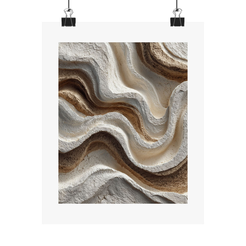Sculpted contour abstract wall art with layered cream, sand, and earthy brown textures for Organic Modern and Wabi-Sabi interiors.