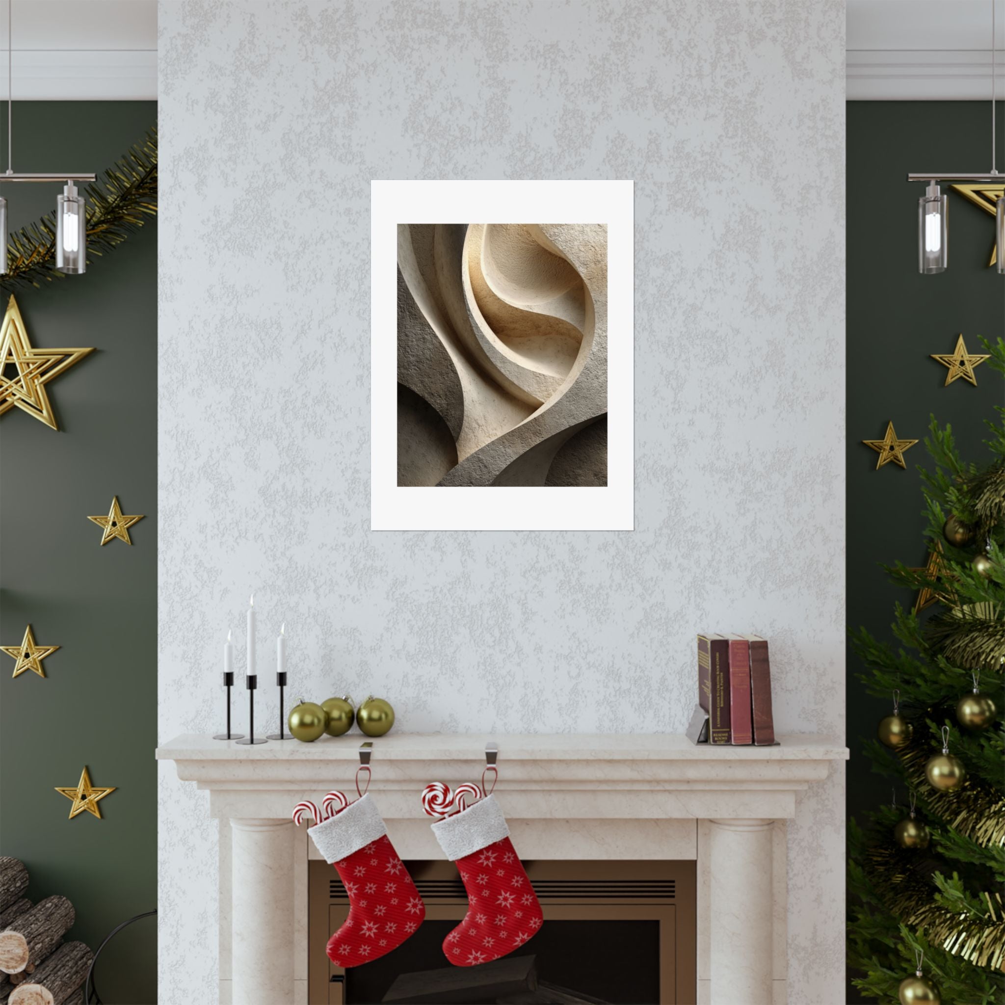 Limestone Sculpted Abstract Wall Art | Neutral Wabi-Sabi Poster | Organic Beige Architectural Print