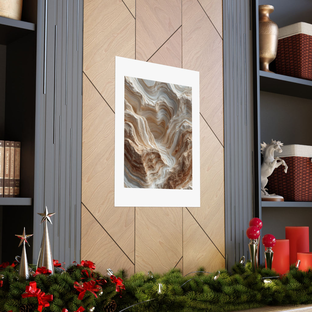 Essence Layered Canyon Wall Art | Textured Geological Landscape Poster | Neutral Organic Modern Print