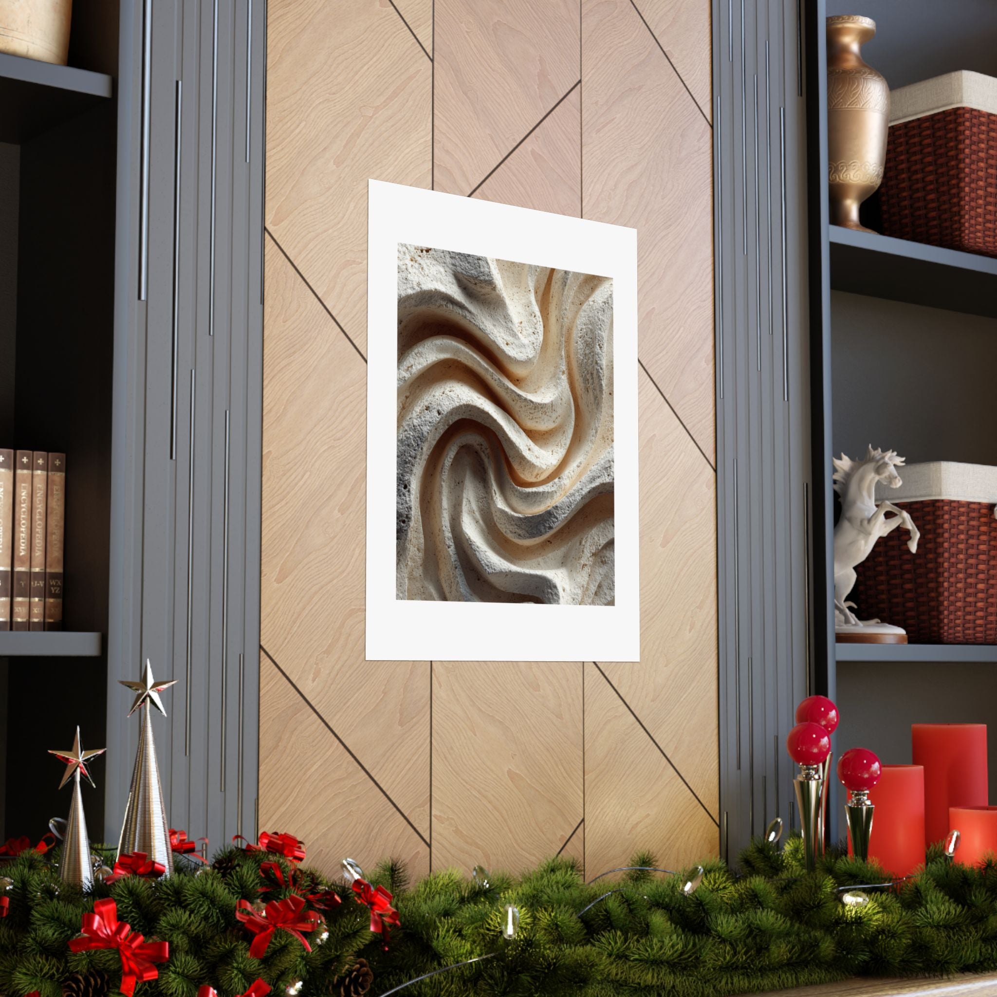 Ripple Abstract Plaster Wall Art | Organic Wabi Sabi Texture Poster | Neutral Beige Minimal Print