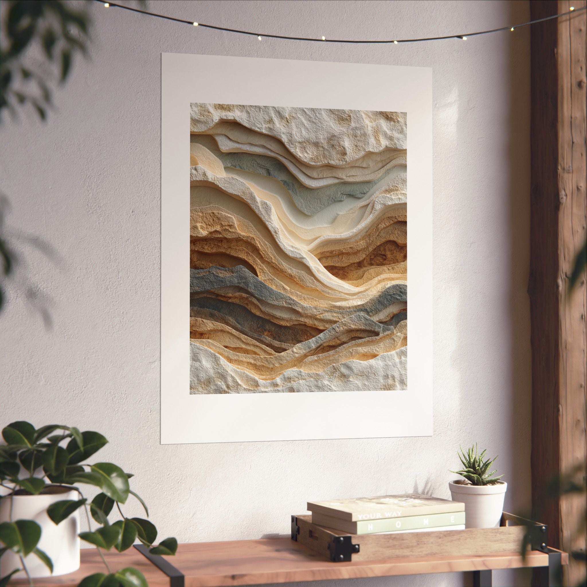 Stillness Layered Landscape Wall Art | Textured Earth Tone Abstract Poster | Neutral Modern Print