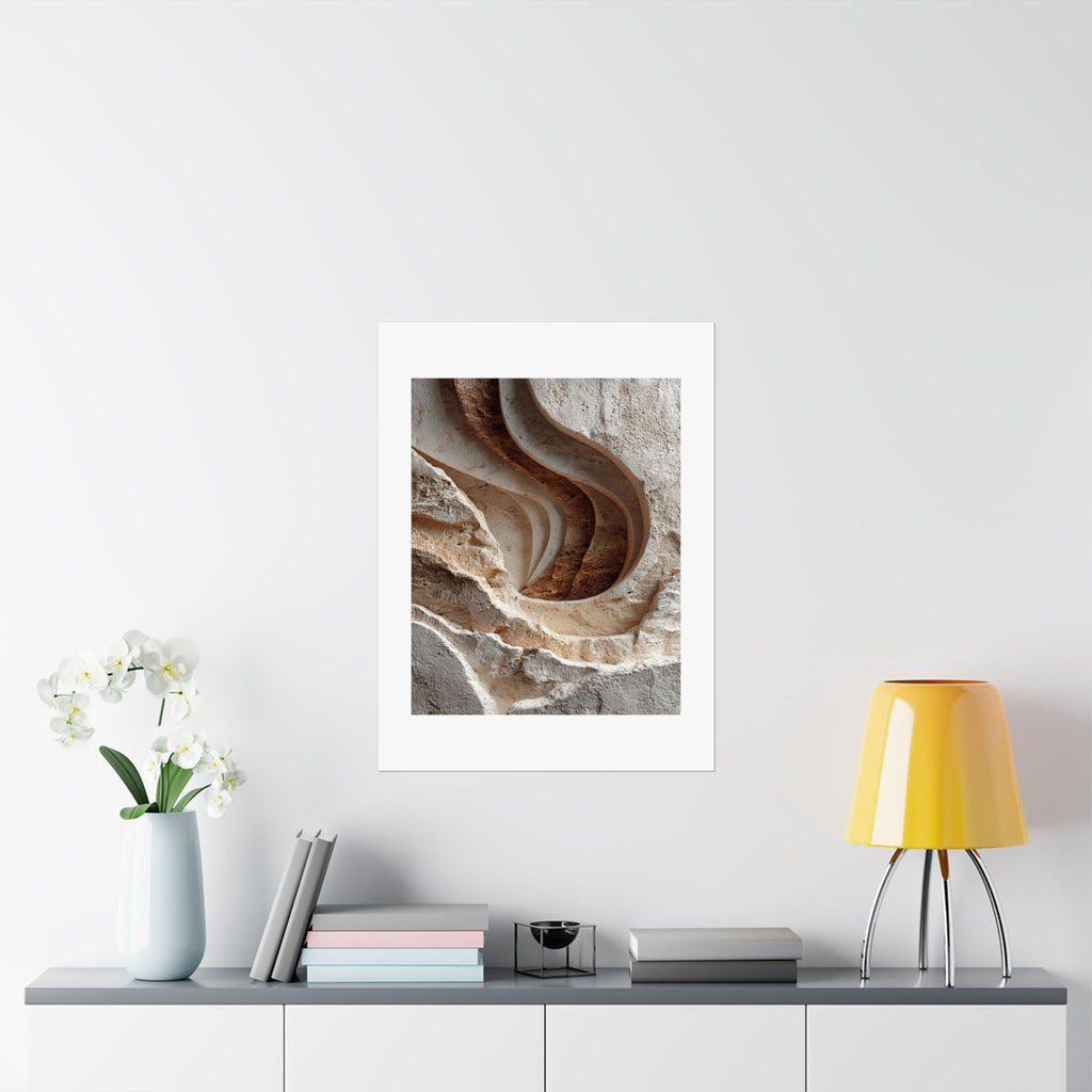 Layered Limestone Abstract Wall Art | Neutral Wabi-Sabi Poster | Sculptural Stone Print