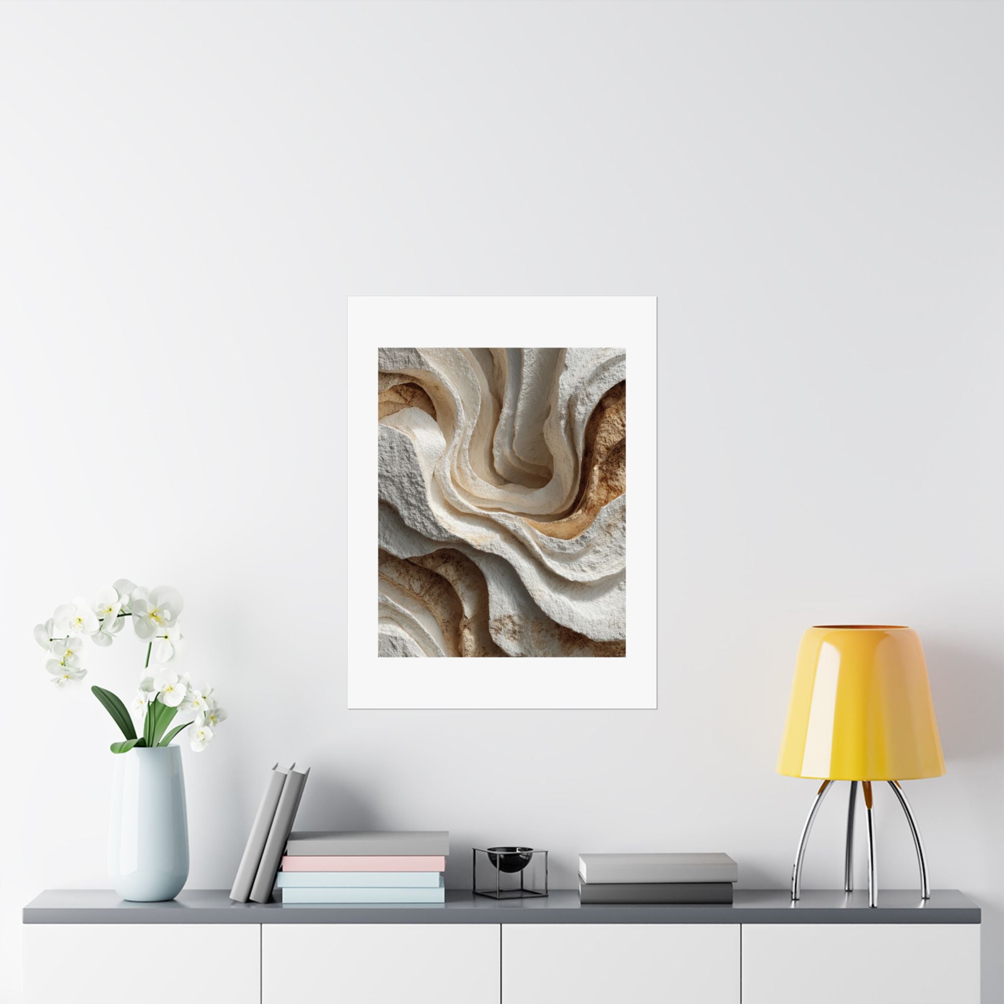 Carved Limestone Abstract Wall Art | Sculptural Wabi-Sabi Poster | Organic Minimalist Stone Print