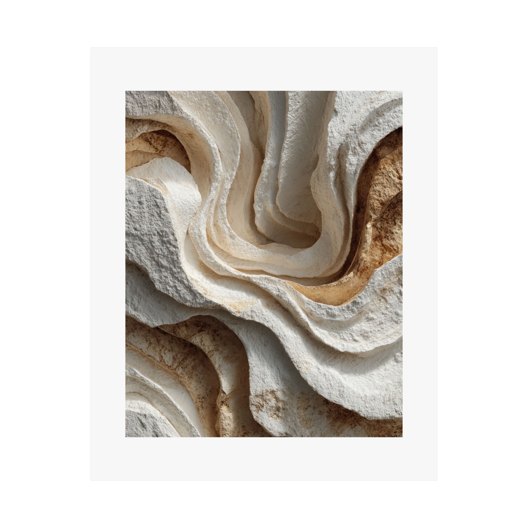 Carved Limestone Abstract Wall Art | Sculptural Wabi-Sabi Poster | Organic Minimalist Stone Print