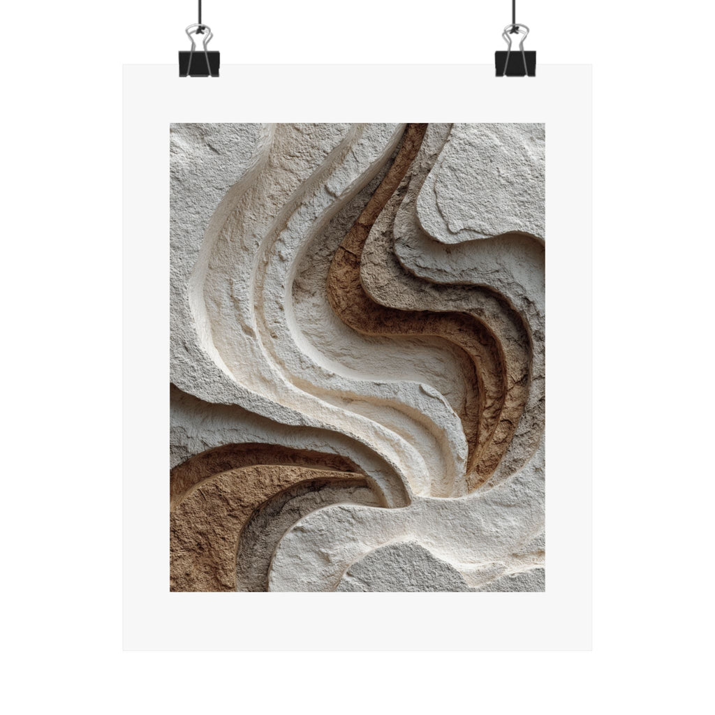 Relief abstract plaster wall art with layered ivory sand gray and earthy brown sculptural textures