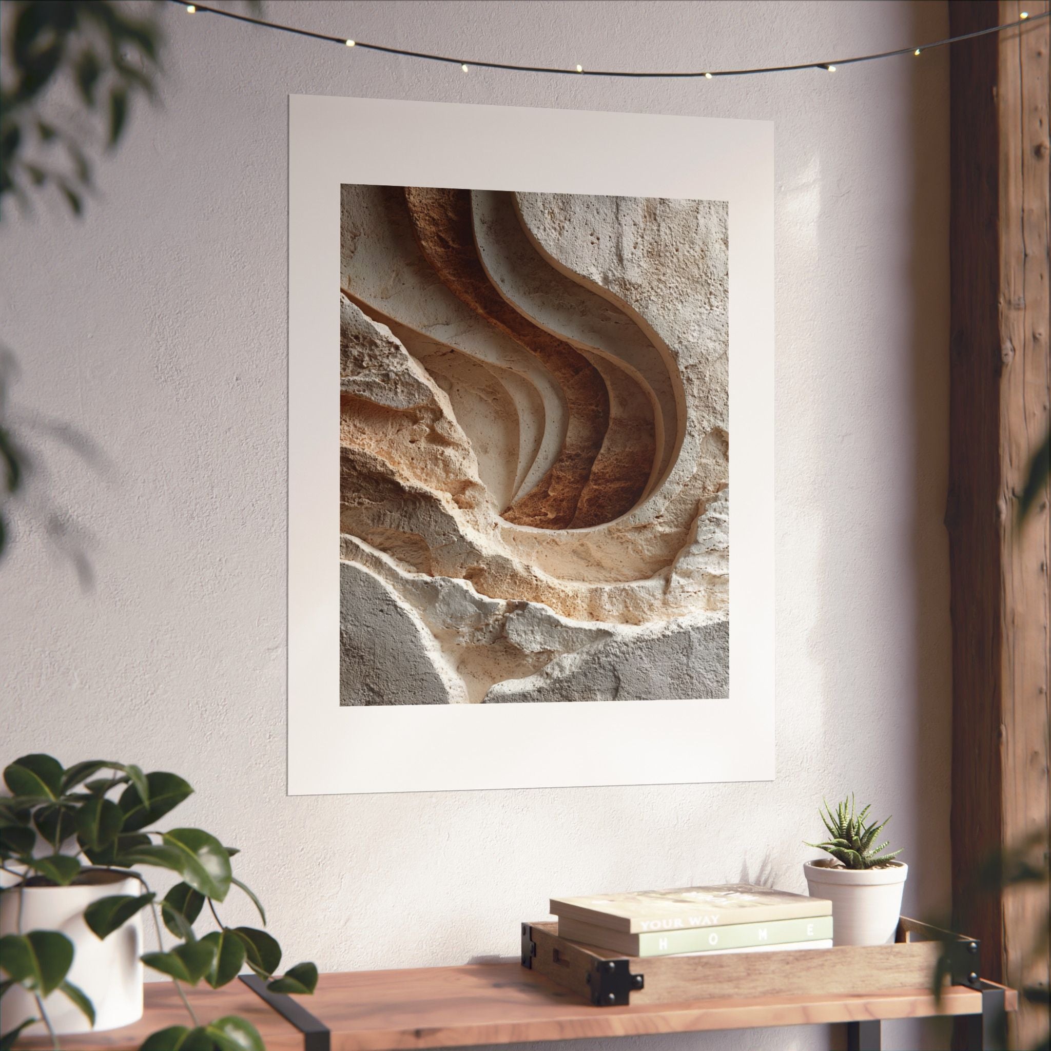 Layered Limestone Abstract Wall Art | Neutral Wabi-Sabi Poster | Sculptural Stone Print