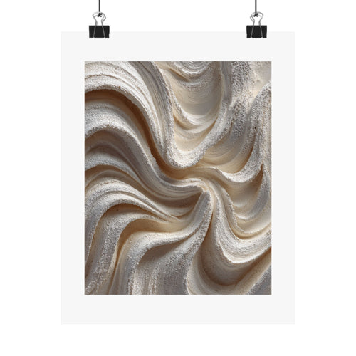 Textured flowing limestone abstract wall art with soft cream, ivory, and warm sand sculptural folds inspired by water and natural erosion.