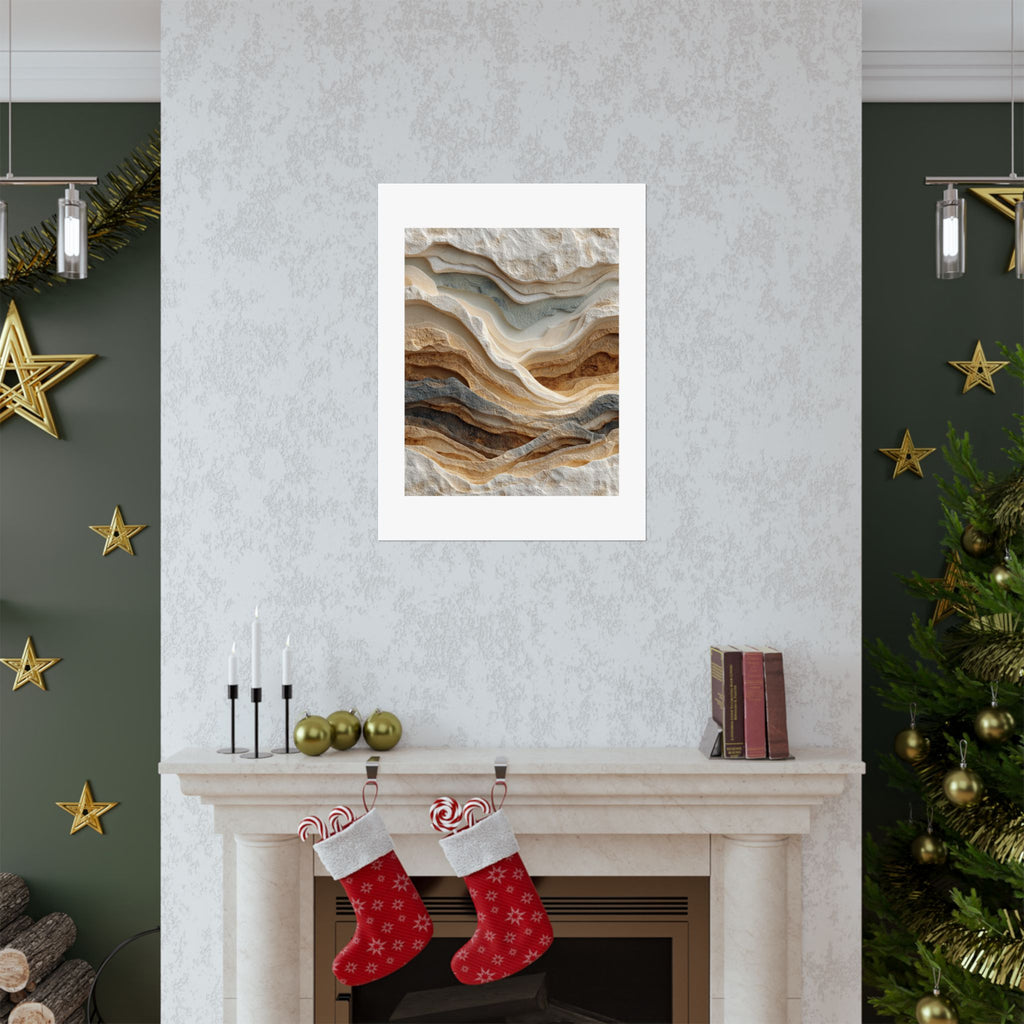 Stillness Layered Landscape Wall Art | Textured Earth Tone Abstract Poster | Neutral Modern Print