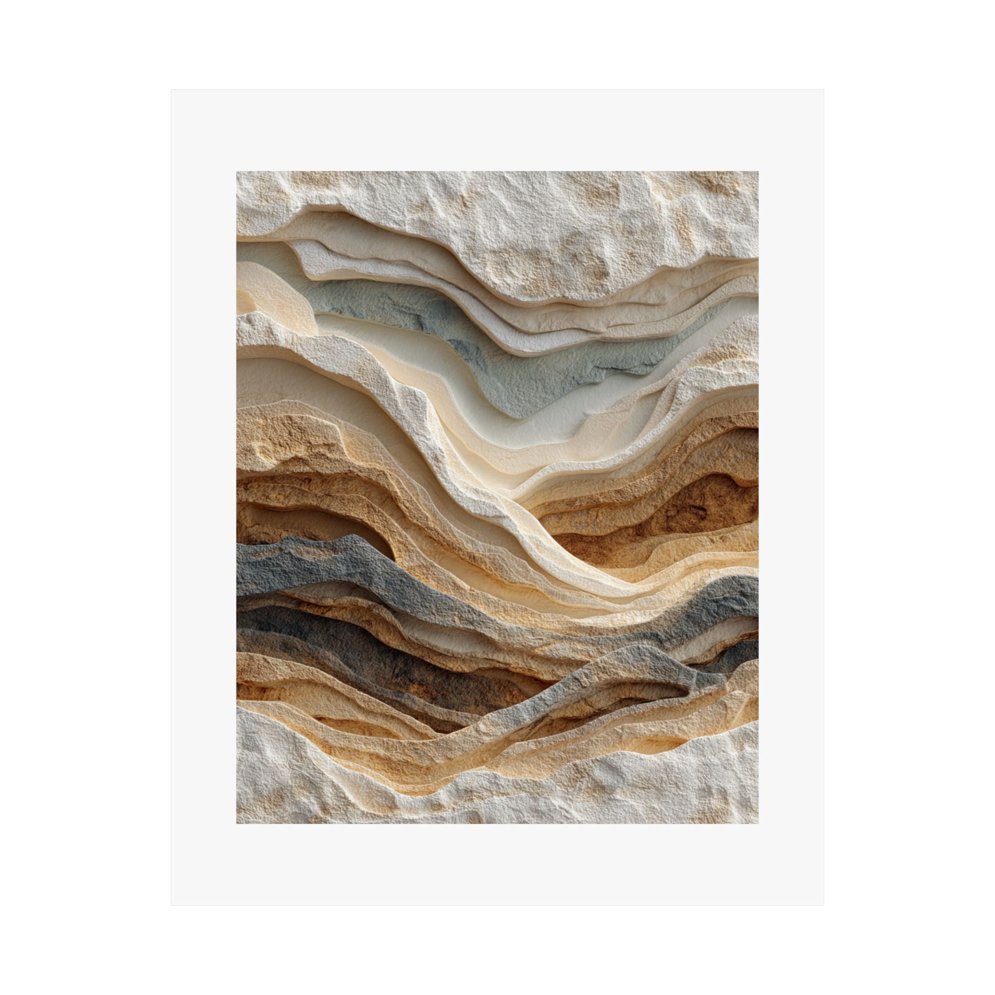 Stillness Layered Landscape Wall Art | Textured Earth Tone Abstract Poster | Neutral Modern Print