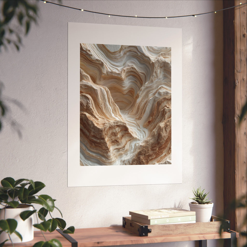 Essence Layered Canyon Wall Art | Textured Geological Landscape Poster | Neutral Organic Modern Print