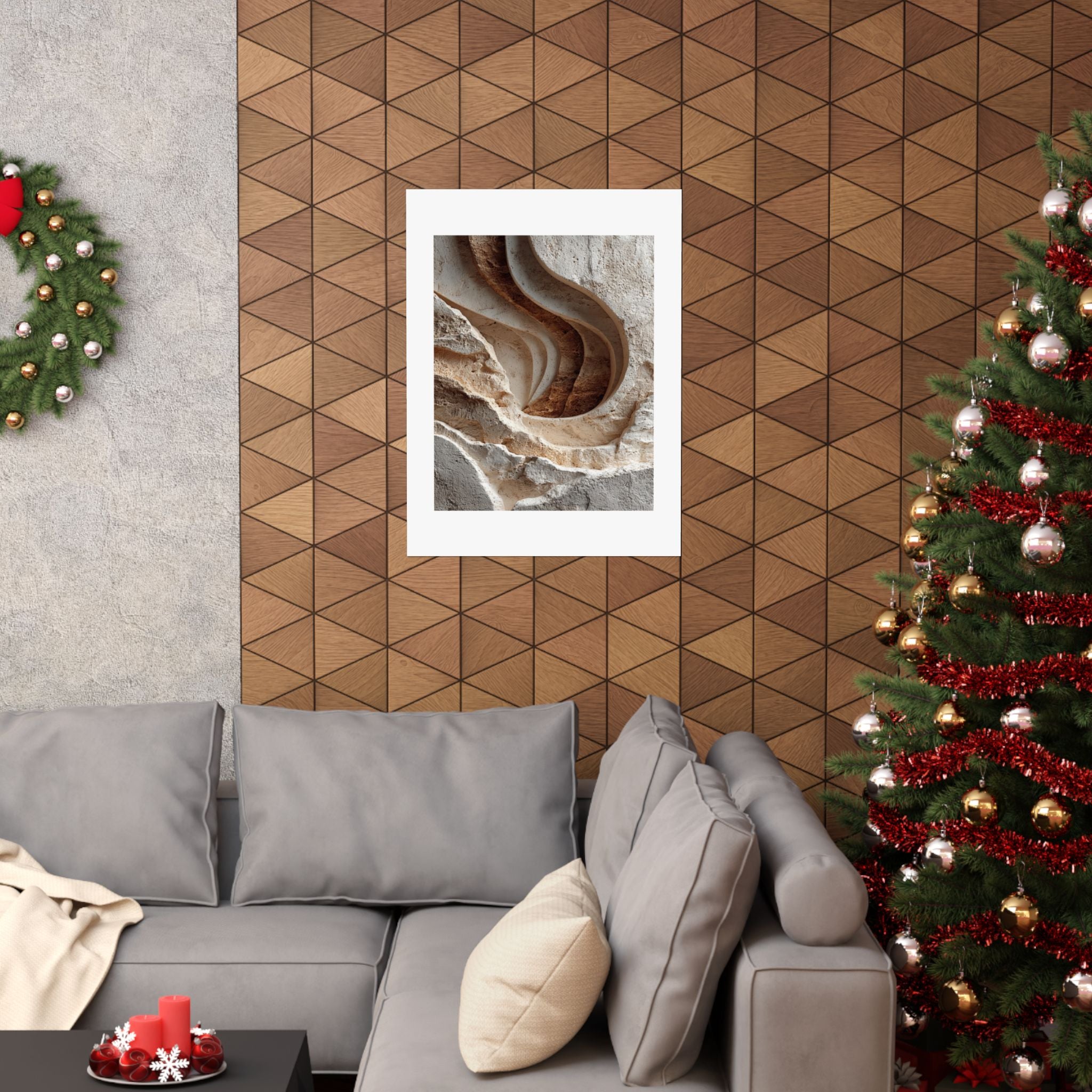 Layered Limestone Abstract Wall Art | Neutral Wabi-Sabi Poster | Sculptural Stone Print