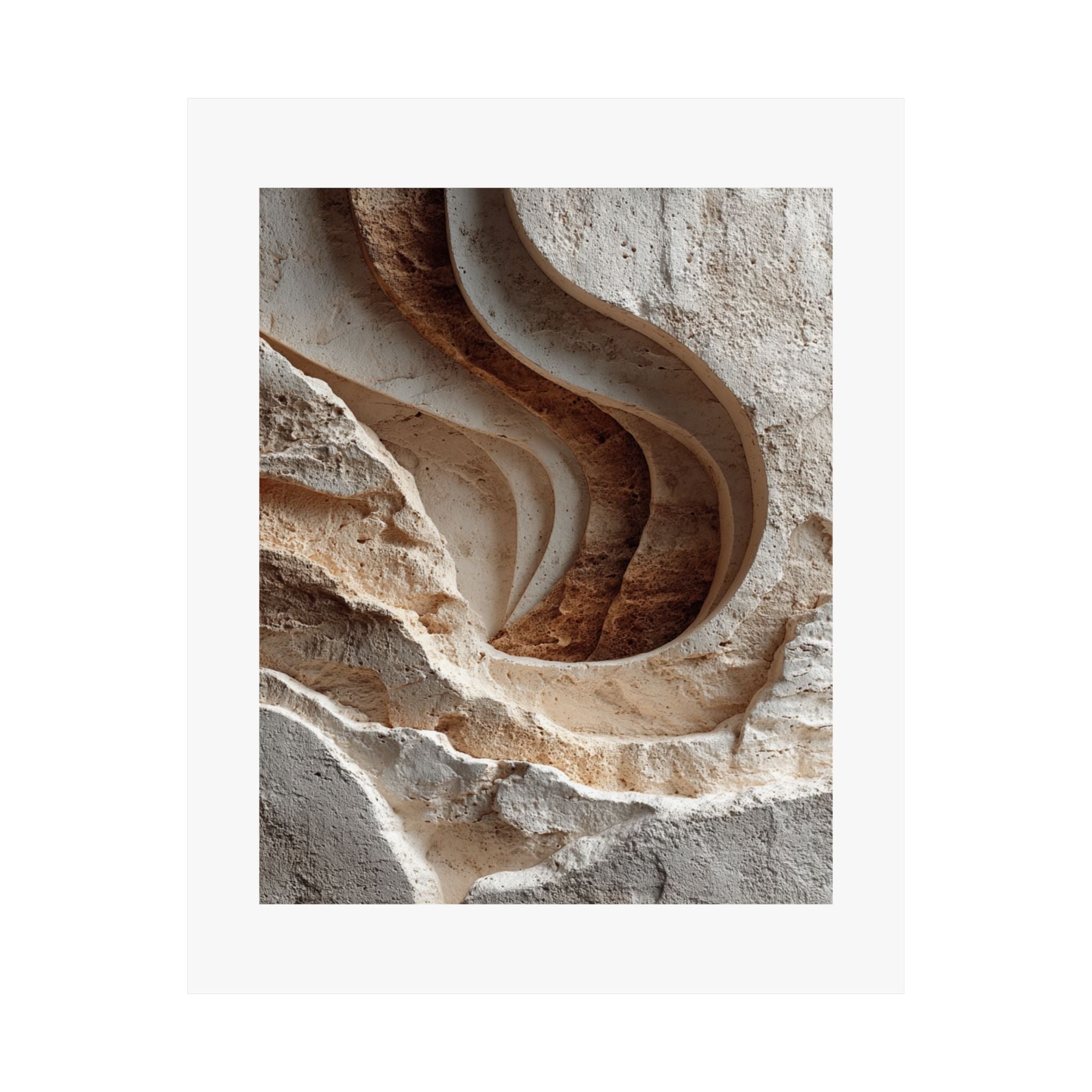 Layered Limestone Abstract Wall Art | Neutral Wabi-Sabi Poster | Sculptural Stone Print