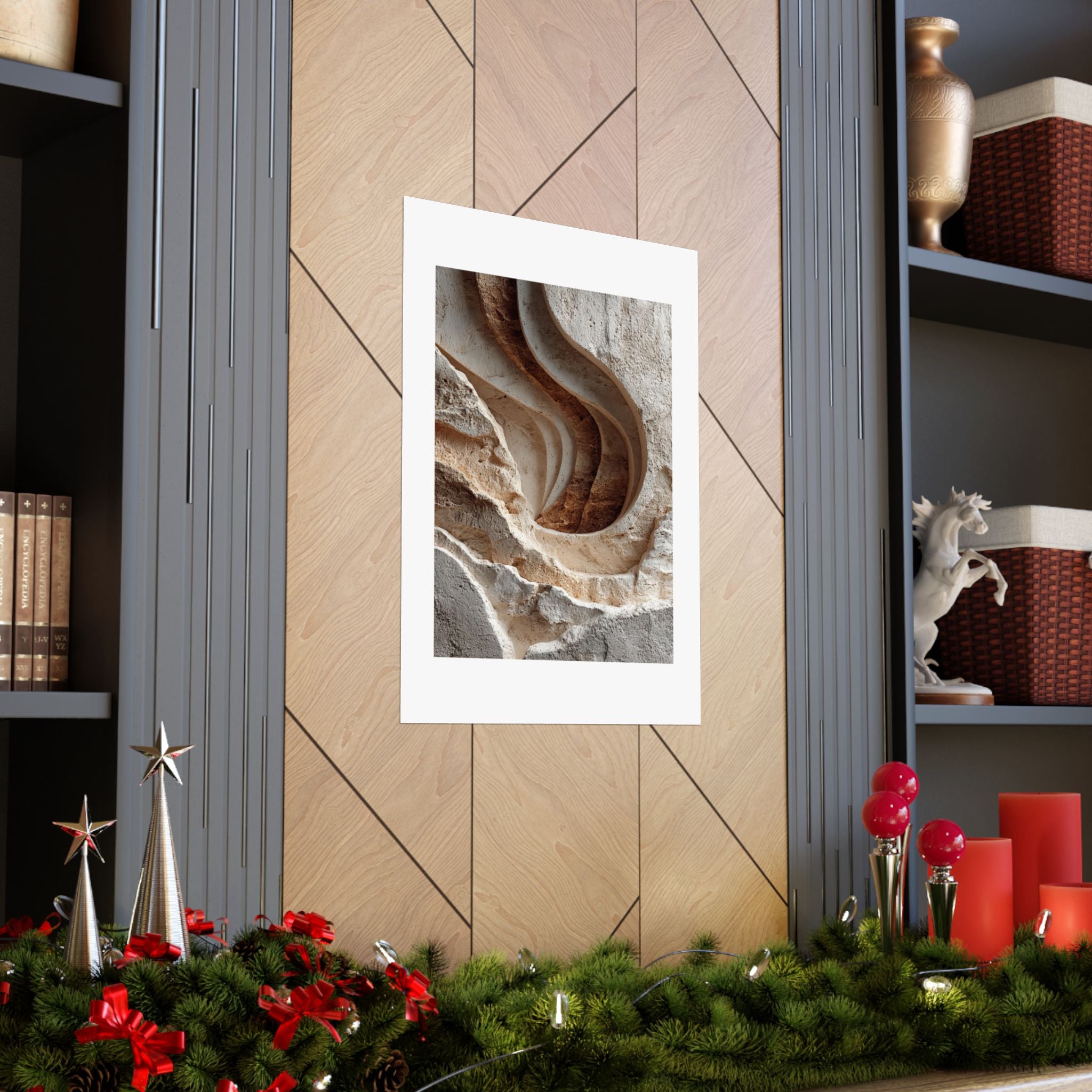 Layered Limestone Abstract Wall Art | Neutral Wabi-Sabi Poster | Sculptural Stone Print