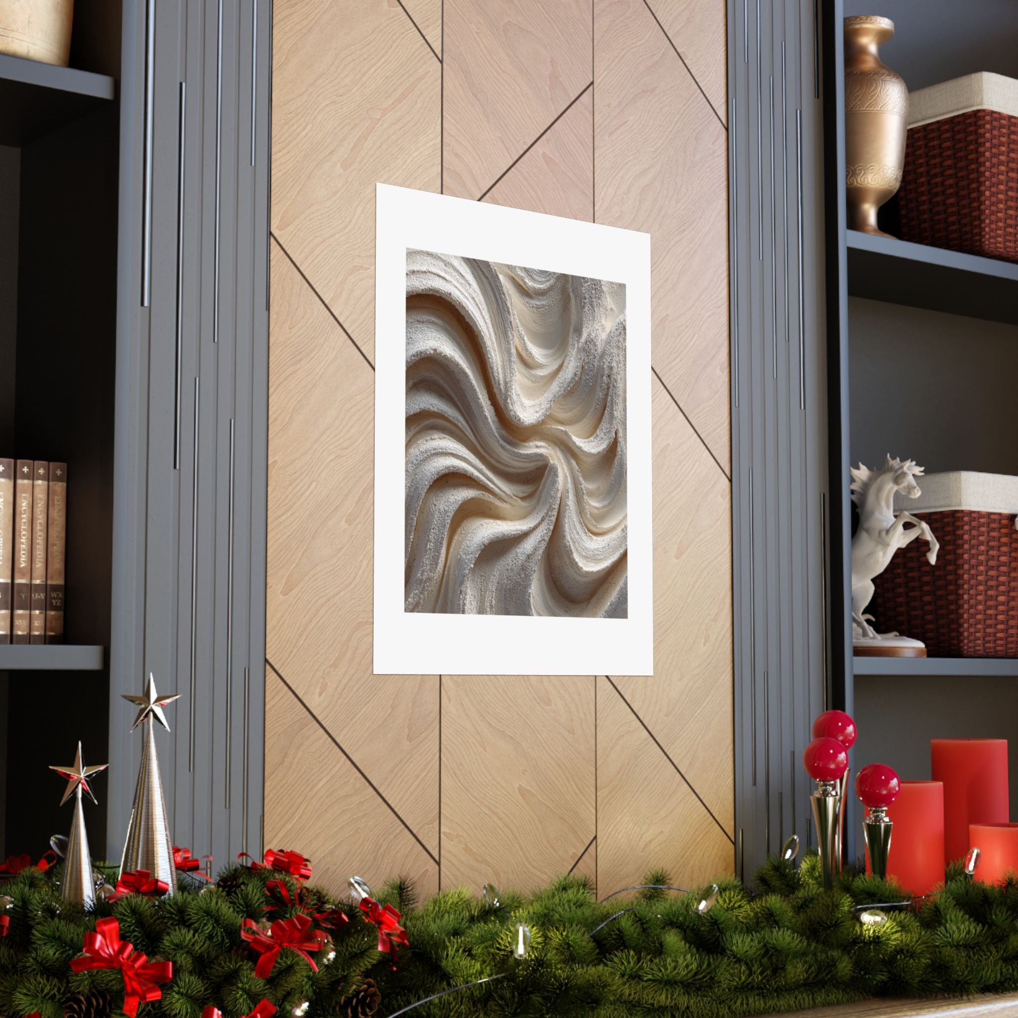Soft Current Abstract Wall Art | Cream Organic Flow Poster | Wabi-Sabi Textured Print
