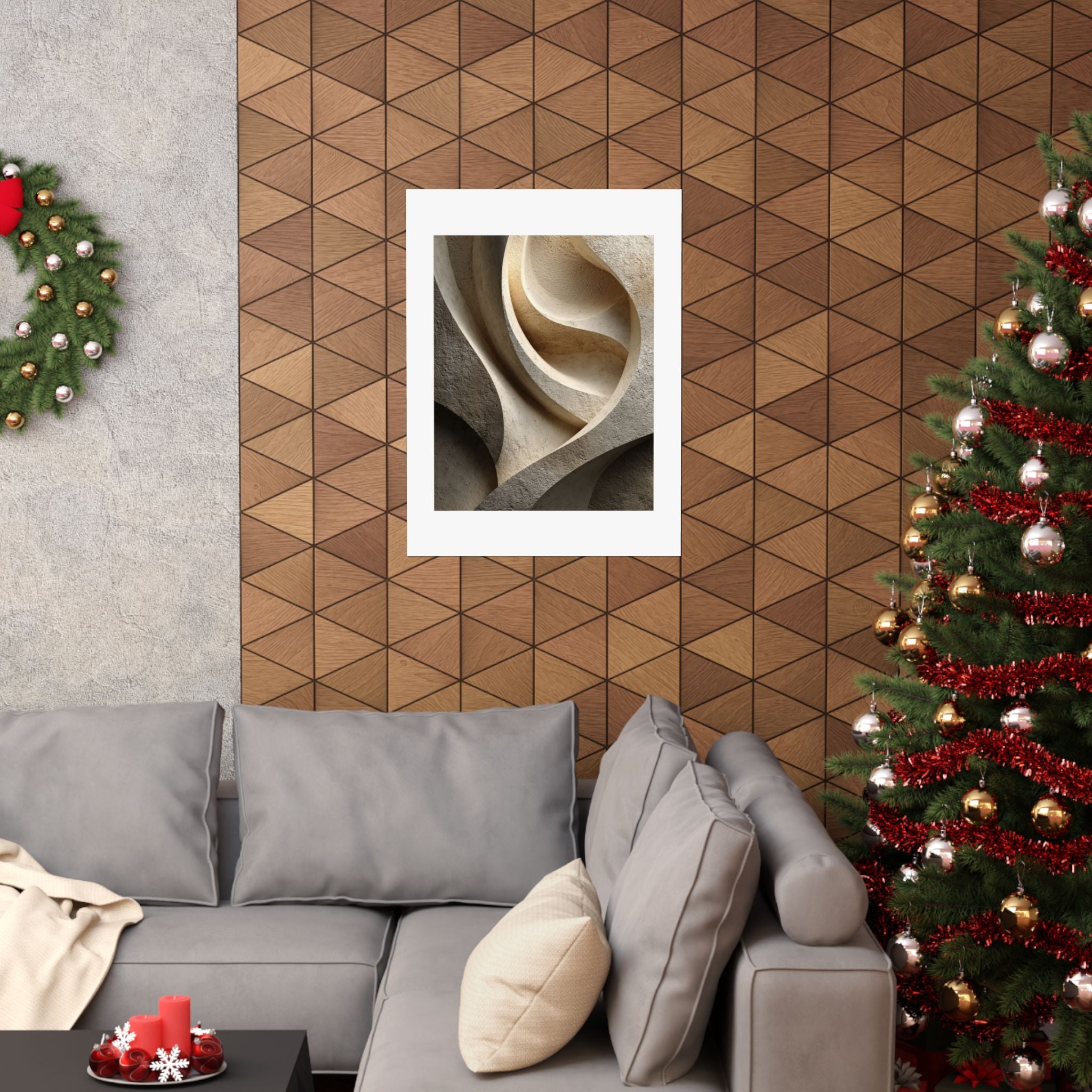 Limestone Sculpted Abstract Wall Art | Neutral Wabi-Sabi Poster | Organic Beige Architectural Print