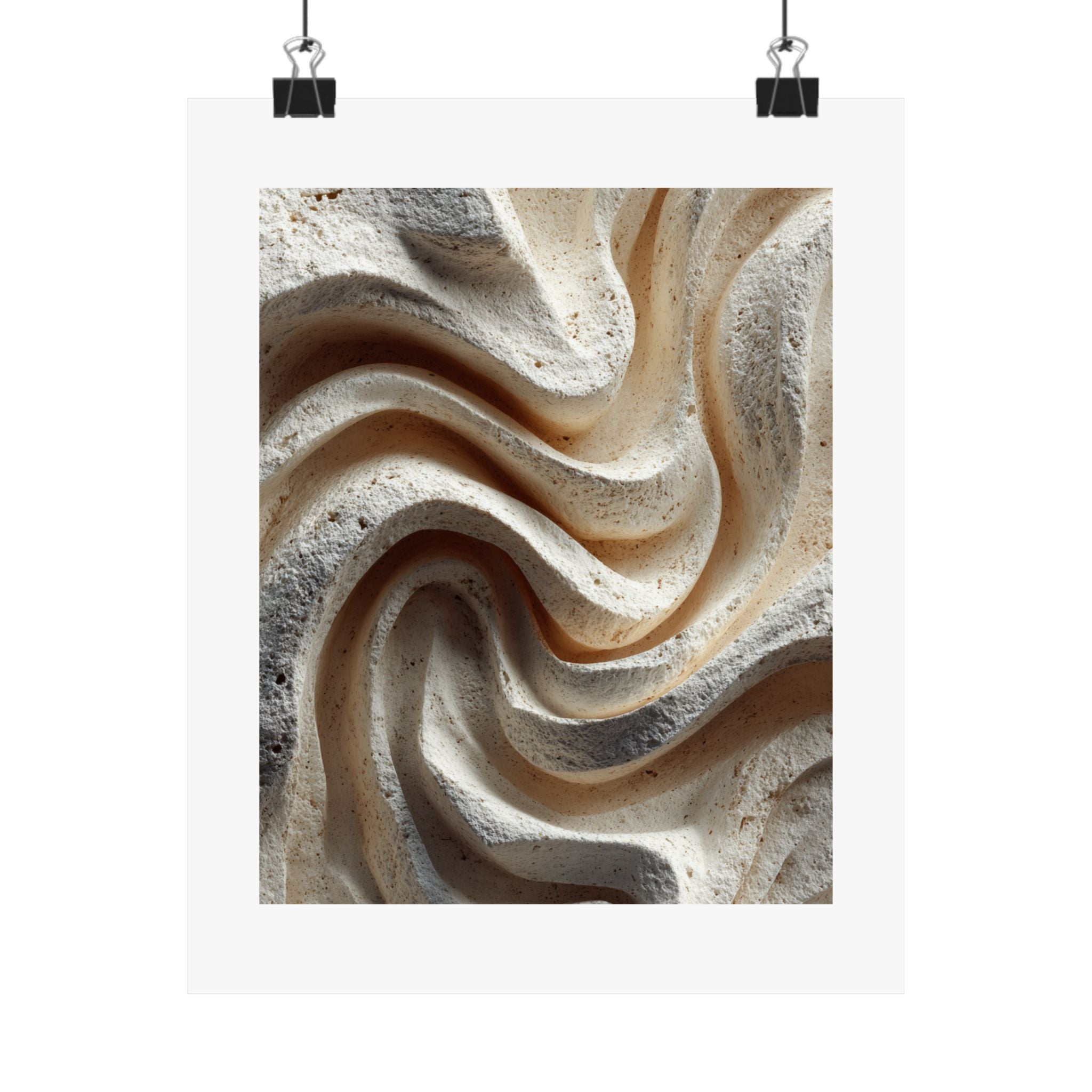 Ripple abstract plaster wall art with flowing ivory beige sculptural texture and organic wabi sabi forms
