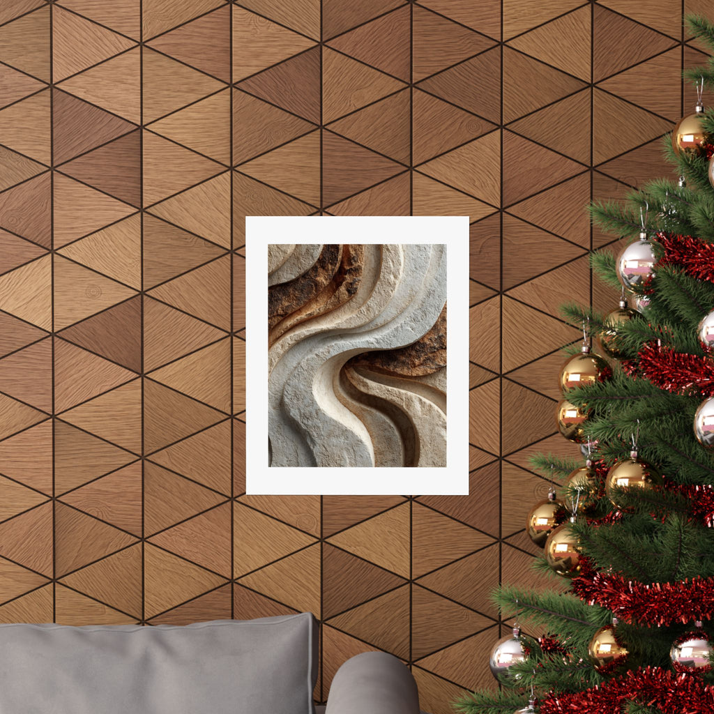 Natural Stone Abstract Wall Art | Sculptural Wabi-Sabi Poster | Organic Earth Tone Textured Print