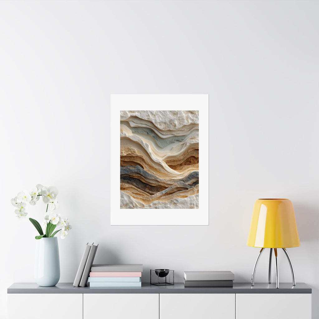 Stillness Layered Landscape Wall Art | Textured Earth Tone Abstract Poster | Neutral Modern Print