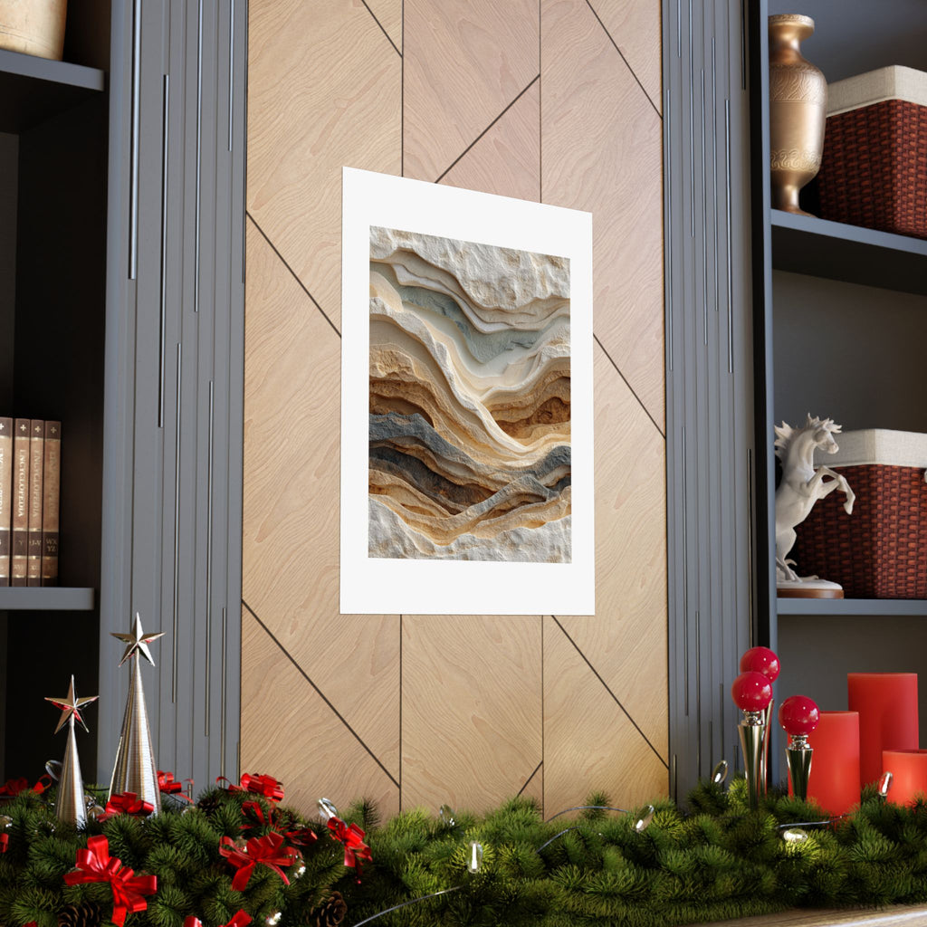 Stillness Layered Landscape Wall Art | Textured Earth Tone Abstract Poster | Neutral Modern Print