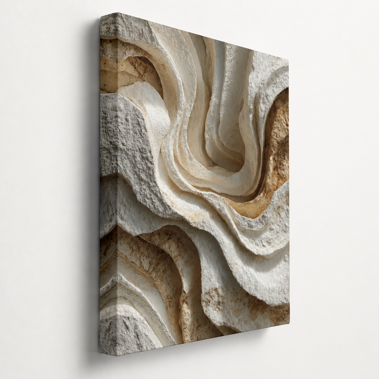 Close-up side view of Monolith stretched canvas showing wrapped edges and canvas depth