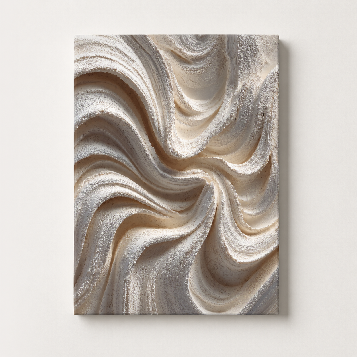 Current Textured Canvas Wall Art pure product image featuring flowing cream and sand-toned abstract texture in a vertical 2:3 canvas format.
